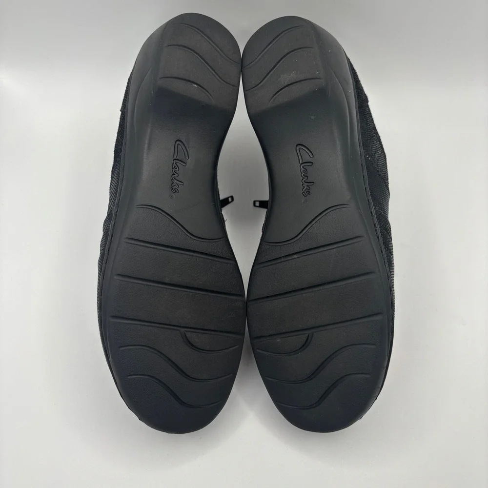 Clarks Channing Kim Womens 9.5 Black Lizard Print Zip Loafers 26113346